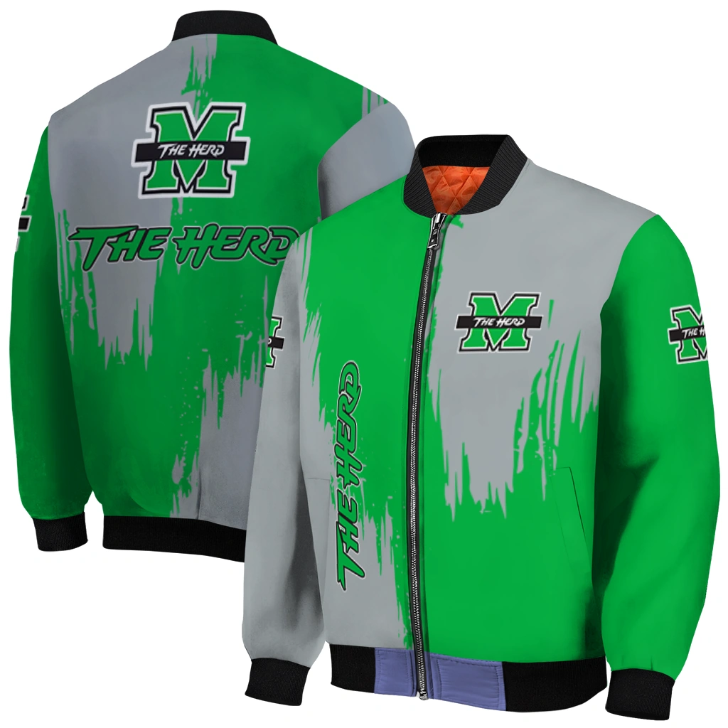 marshall thundering herd urban mark green bomber jacket best selling marshall thundering herd urban mark green bomber jacket best selling