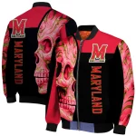 maryland terrapins fire skull red black bomber jacket best selling