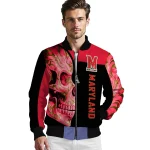 maryland terrapins fire skull red black bomber jacket best selling
