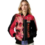maryland terrapins fire skull red black bomber jacket best selling