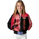 maryland terrapins fire skull red black bomber jacket best selling