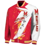 maryland terrapins ripped bolt red white varsity jacket best selling