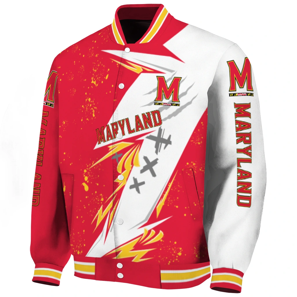 maryland terrapins ripped bolt red white varsity jacket best selling maryland terrapins ripped bolt red white varsity jacket best selling
