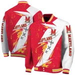 maryland terrapins ripped bolt red white varsity jacket best selling