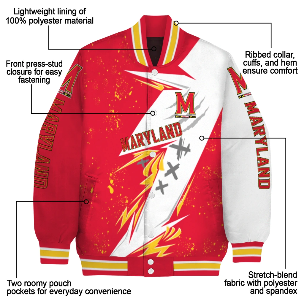 maryland terrapins ripped bolt red white varsity jacket new arrival maryland terrapins ripped bolt red white varsity jacket new arrival
