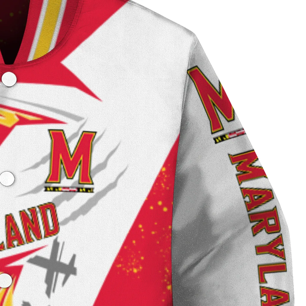 maryland terrapins ripped bolt red white varsity jacket premium grade maryland terrapins ripped bolt red white varsity jacket premium grade