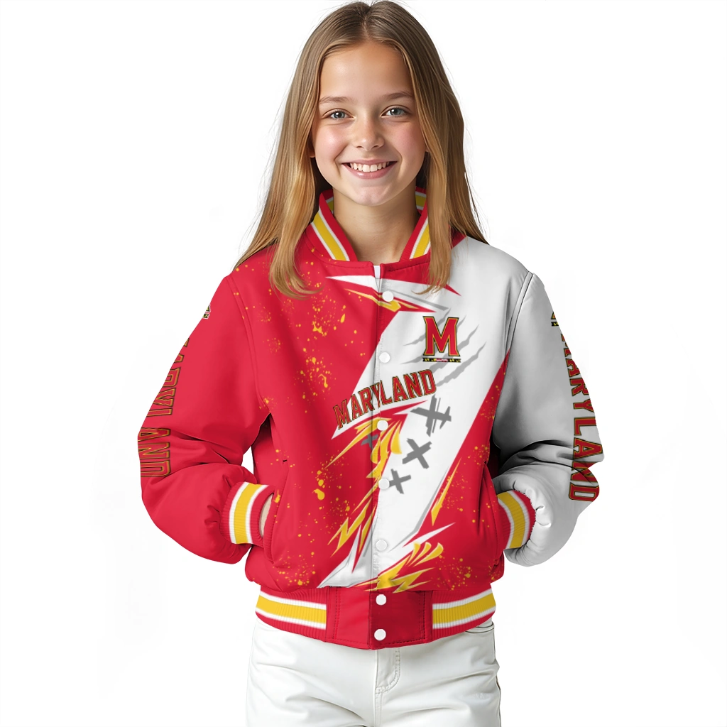 maryland terrapins ripped bolt red white varsity jacket top rated maryland terrapins ripped bolt red white varsity jacket top rated