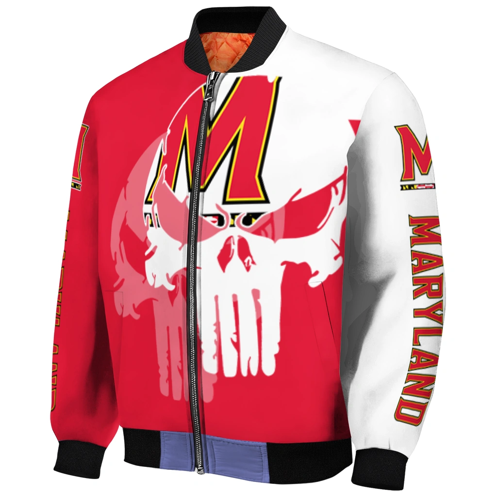 maryland terrapins skull outline red white bomber jacket fashion forward maryland terrapins skull outline red white bomber jacket fashion forward
