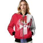 maryland terrapins skull outline red white bomber jacket best selling