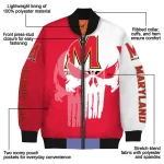 maryland terrapins skull outline red white bomber jacket best selling