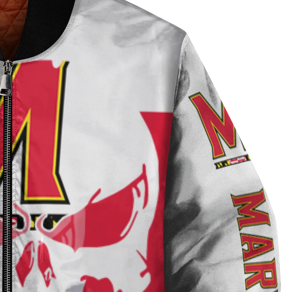 maryland terrapins skull outline red white bomber jacket premium grade maryland terrapins skull outline red white bomber jacket premium grade