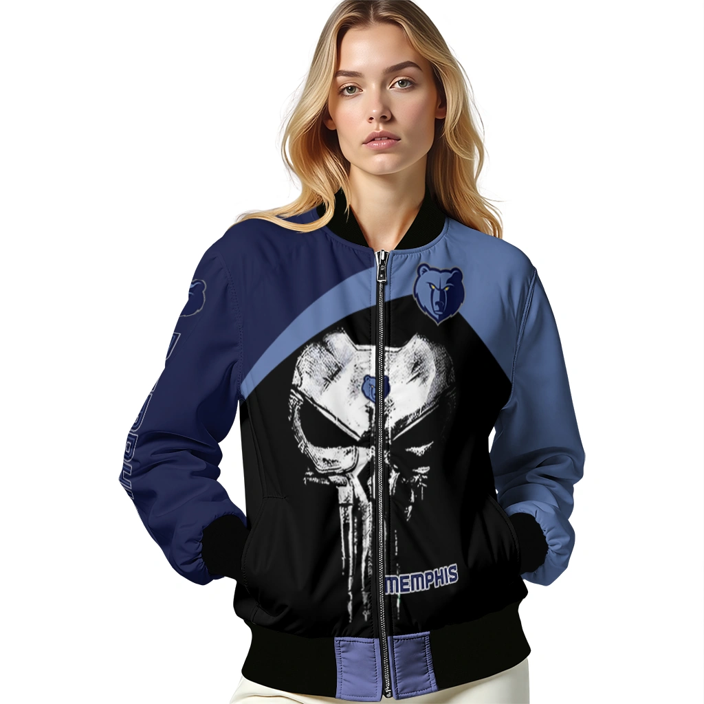 memphis grizzlies edgy mask blue black bomber jacket latest model memphis grizzlies edgy mask blue black bomber jacket latest model