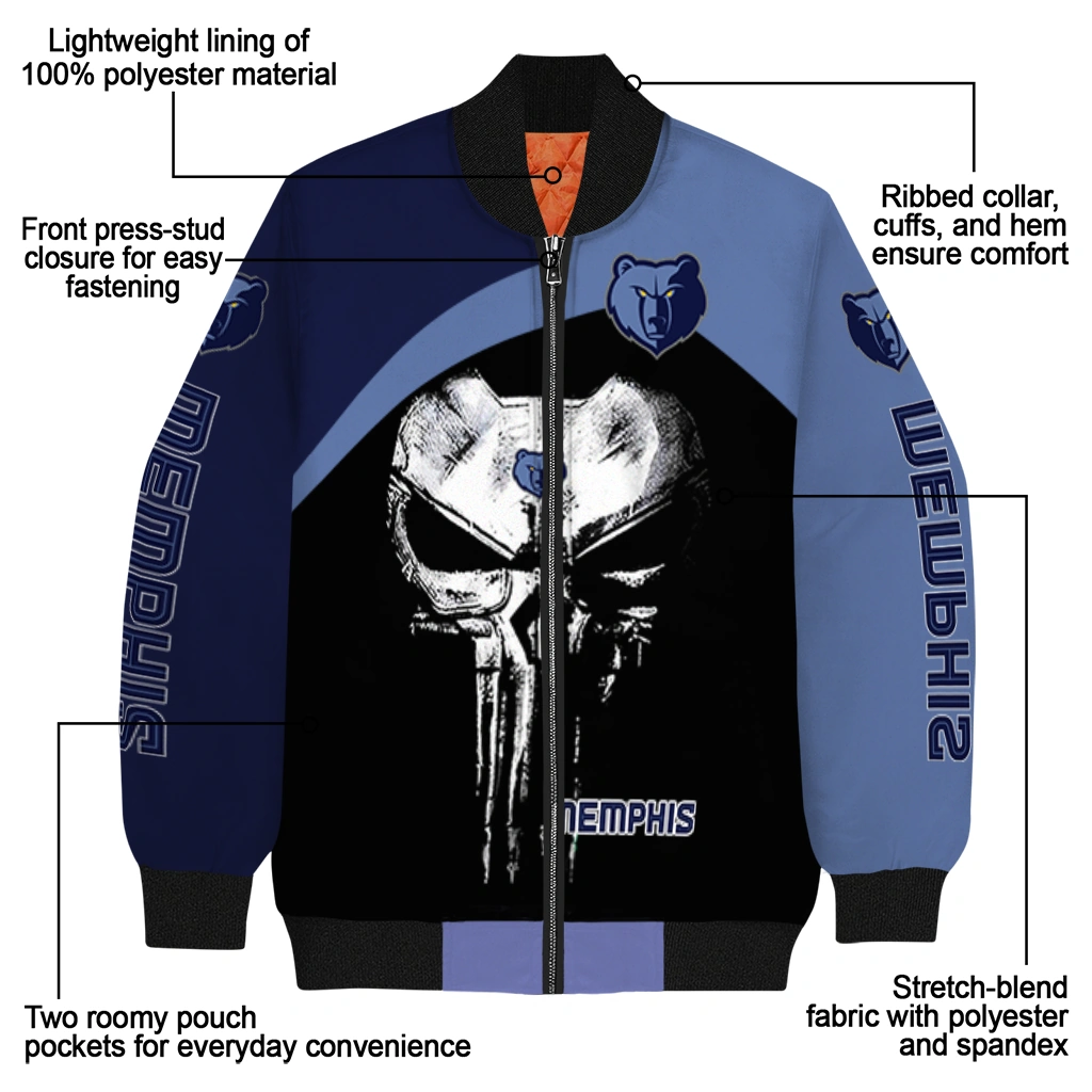 memphis grizzlies edgy mask blue black bomber jacket new arrival memphis grizzlies edgy mask blue black bomber jacket new arrival