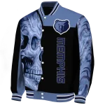 memphis grizzlies fire skull blue black varsity jacket best selling