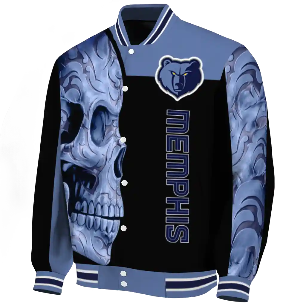 memphis grizzlies fire skull blue black varsity jacket best selling memphis grizzlies fire skull blue black varsity jacket best selling
