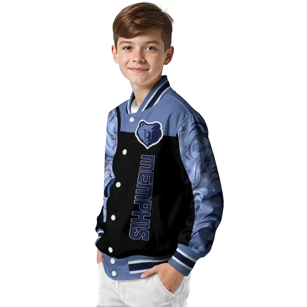 memphis grizzlies fire skull blue black varsity jacket trendy memphis grizzlies fire skull blue black varsity jacket trendy