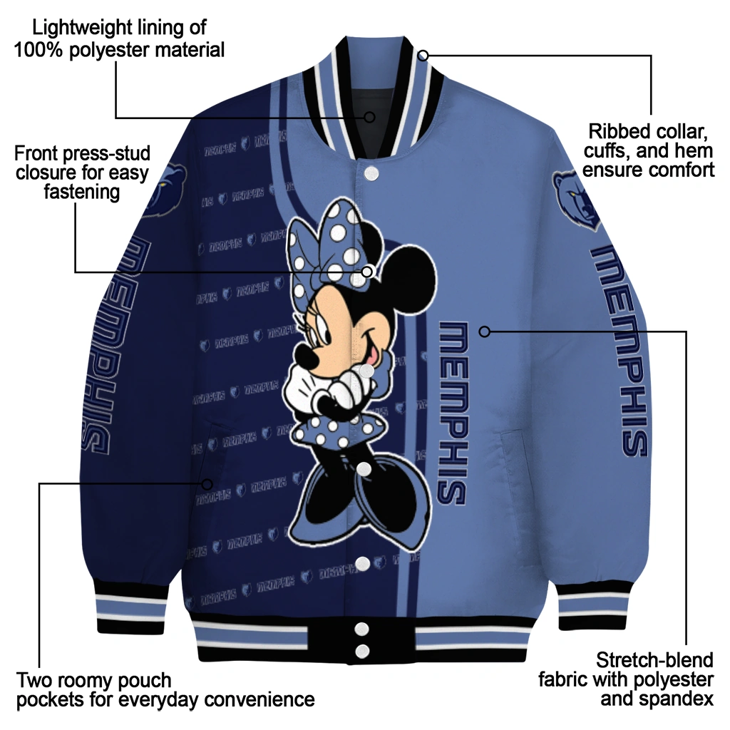 memphis grizzlies minnie mouse blue varsity jacket new arrival memphis grizzlies minnie mouse blue varsity jacket new arrival