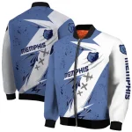 memphis grizzlies ripped bolt blue white bomber jacket best selling