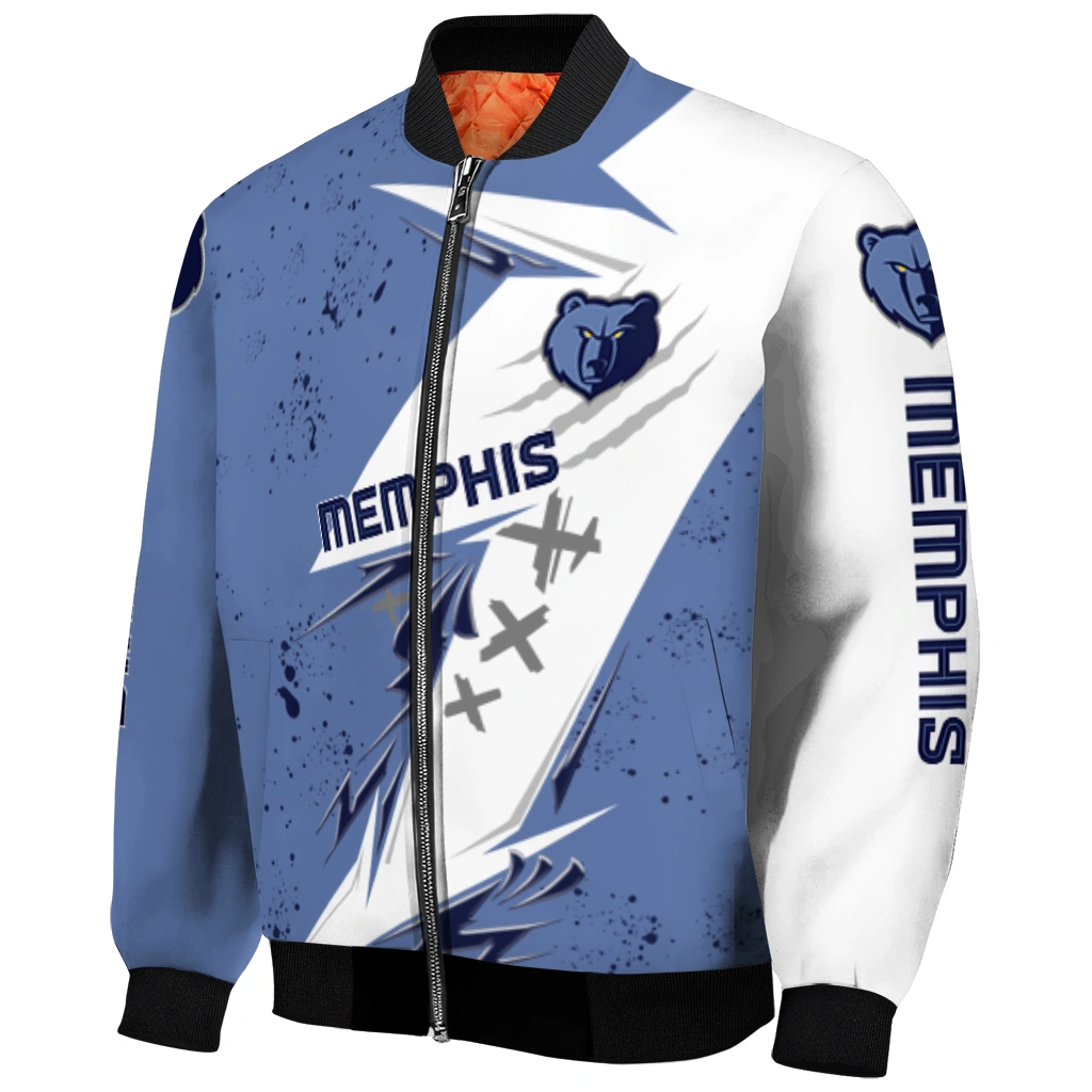 memphis grizzlies ripped bolt blue white bomber jacket fashion forward memphis grizzlies ripped bolt blue white bomber jacket fashion forward