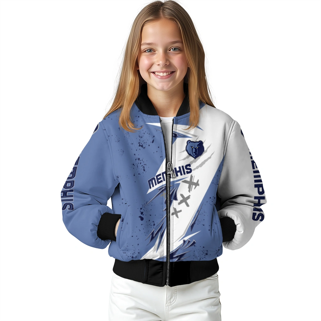 memphis grizzlies ripped bolt blue white bomber jacket top rated memphis grizzlies ripped bolt blue white bomber jacket top rated
