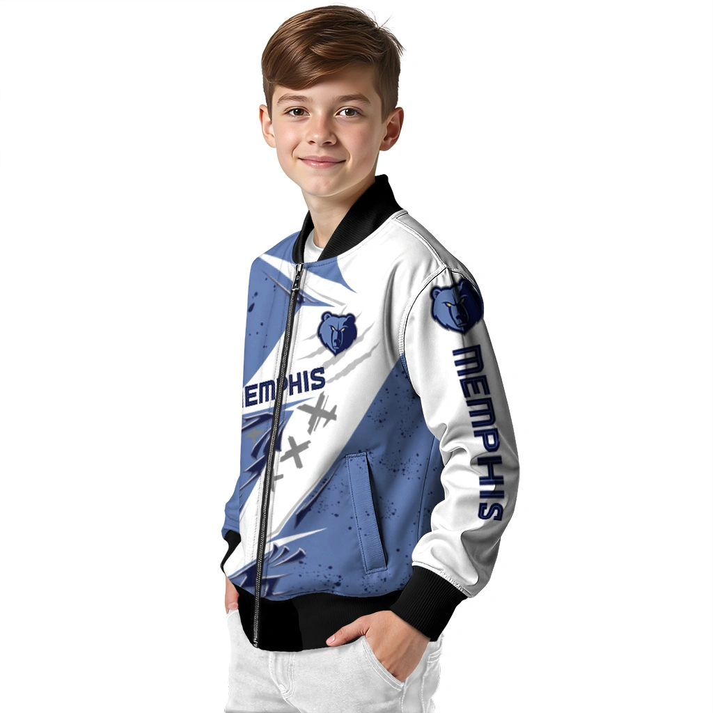 memphis grizzlies ripped bolt blue white bomber jacket trendy memphis grizzlies ripped bolt blue white bomber jacket trendy