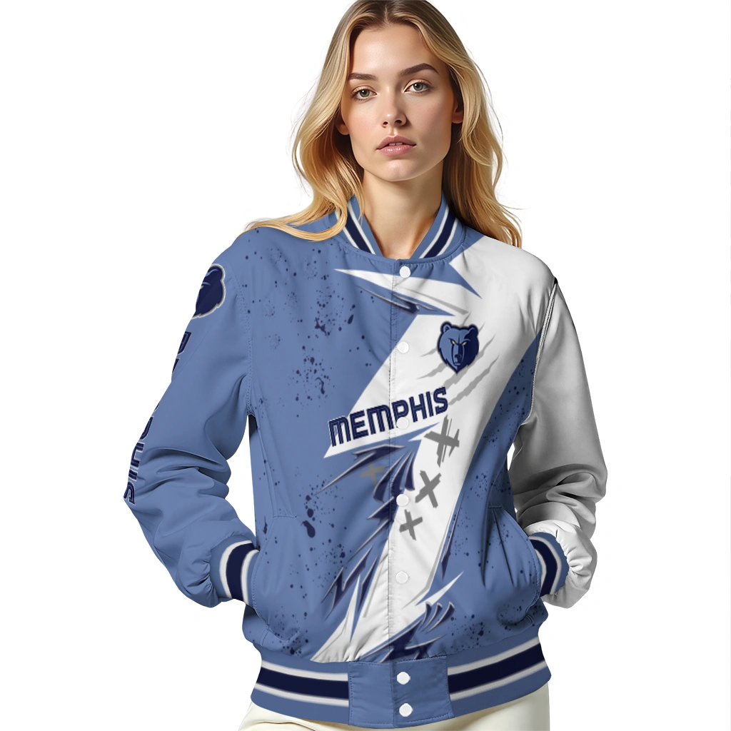 memphis grizzlies ripped bolt blue white varsity jacket latest model memphis grizzlies ripped bolt blue white varsity jacket latest model