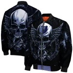 memphis grizzlies skull bite blue black bomber jacket best selling
