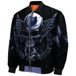 memphis grizzlies skull bite blue black bomber jacket best selling