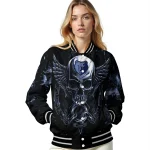 memphis grizzlies skull bite blue black varsity jacket best selling