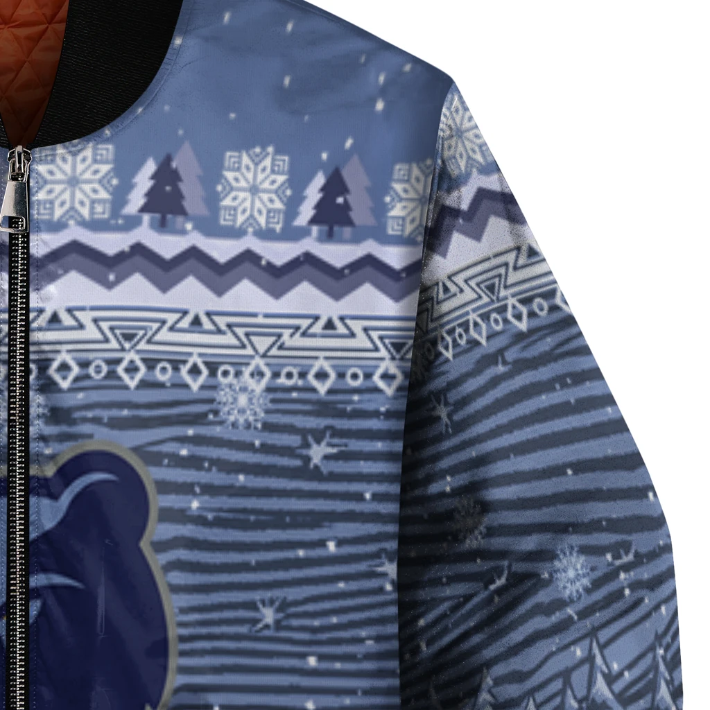 memphis grizzlies snowy pines blue bomber jacket premium grade memphis grizzlies snowy pines blue bomber jacket premium grade