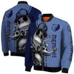 memphis grizzlies spooky grin blue bomber jacket best selling