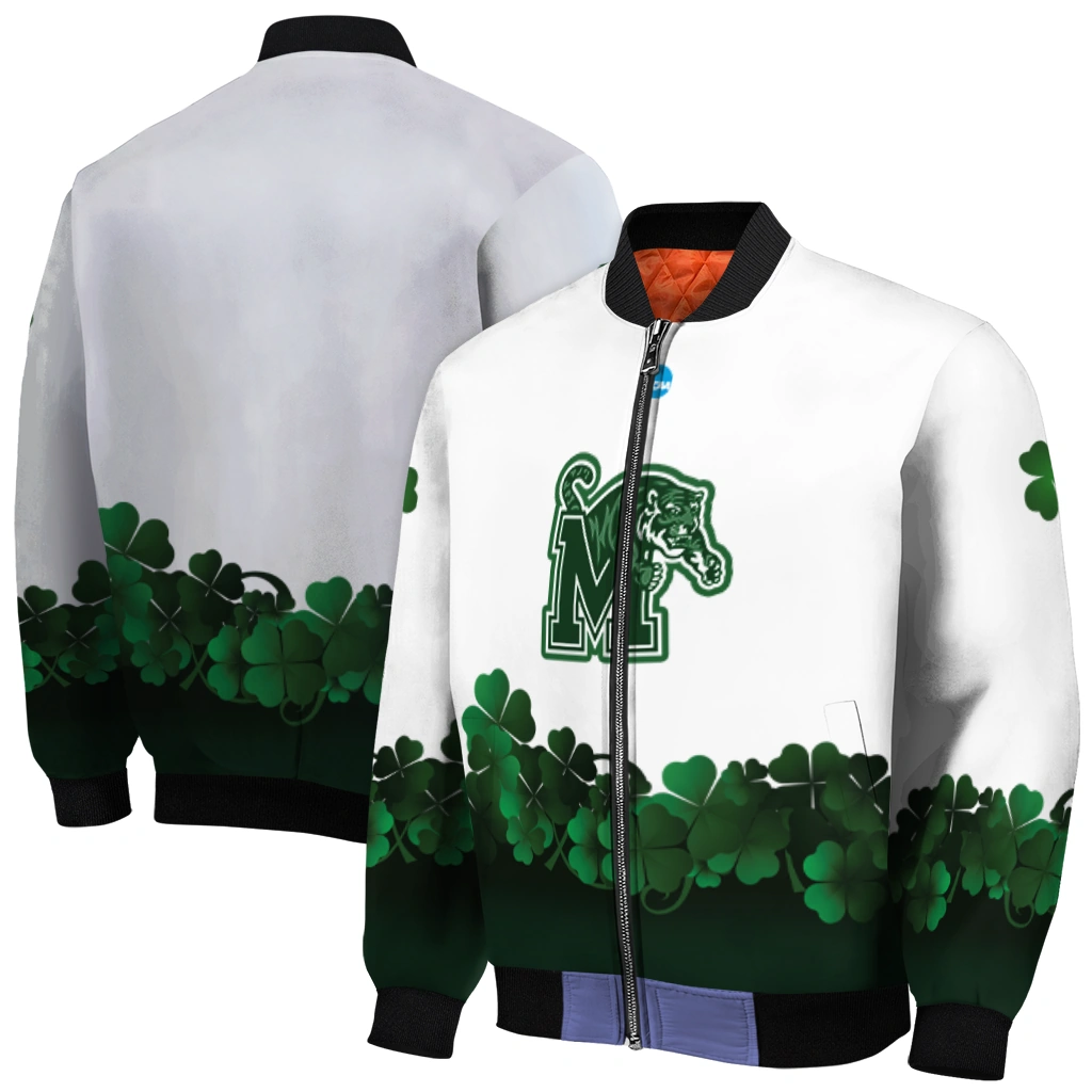 memphis tigers clovers pattern white green bomber jacket best selling memphis tigers clovers pattern white green bomber jacket best selling