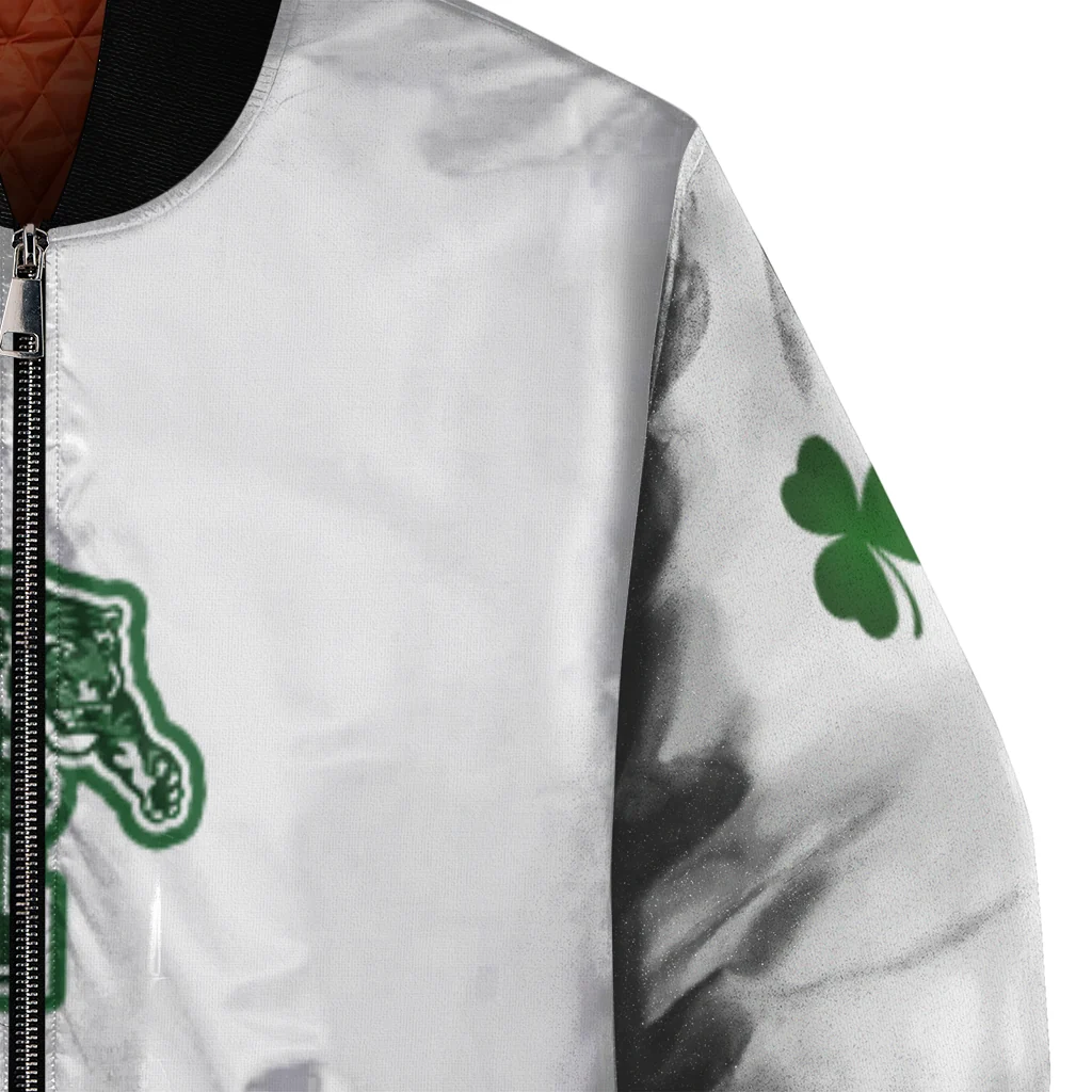 memphis tigers clovers pattern white green bomber jacket premium grade memphis tigers clovers pattern white green bomber jacket premium grade