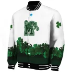 memphis tigers clovers pattern white green varsity jacket best selling