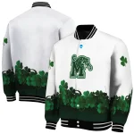 memphis tigers clovers pattern white green varsity jacket best selling