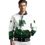 memphis tigers clovers pattern white green varsity jacket best selling