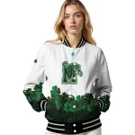 memphis tigers clovers pattern white green varsity jacket best selling