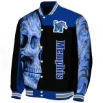 memphis tigers fire skull blue black varsity jacket best selling