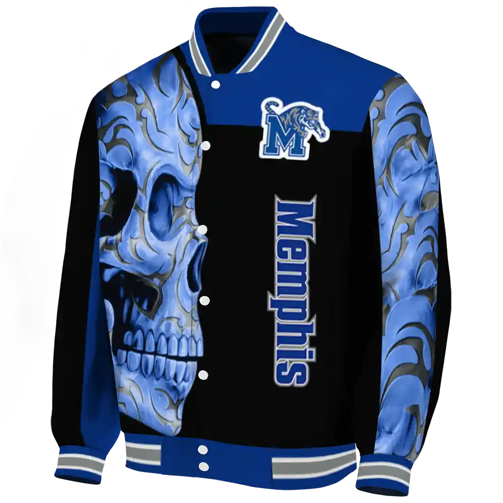 memphis tigers fire skull blue black varsity jacket best selling memphis tigers fire skull blue black varsity jacket best selling