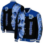 memphis tigers fire skull blue black varsity jacket best selling