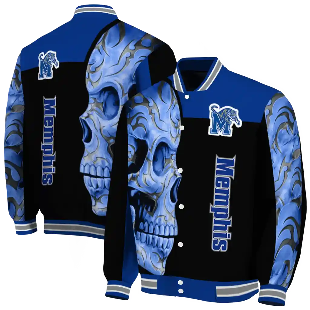 memphis tigers fire skull blue black varsity jacket fashion forward memphis tigers fire skull blue black varsity jacket fashion forward