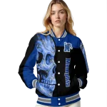 memphis tigers fire skull blue black varsity jacket best selling