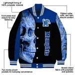 memphis tigers fire skull blue black varsity jacket best selling