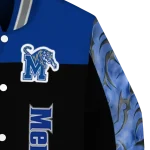 memphis tigers fire skull blue black varsity jacket best selling