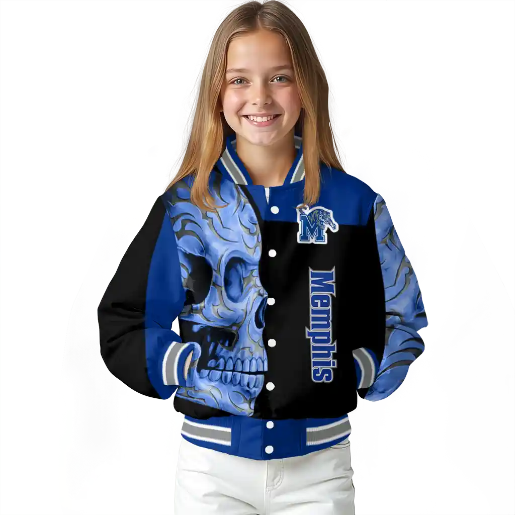 memphis tigers fire skull blue black varsity jacket top rated memphis tigers fire skull blue black varsity jacket top rated