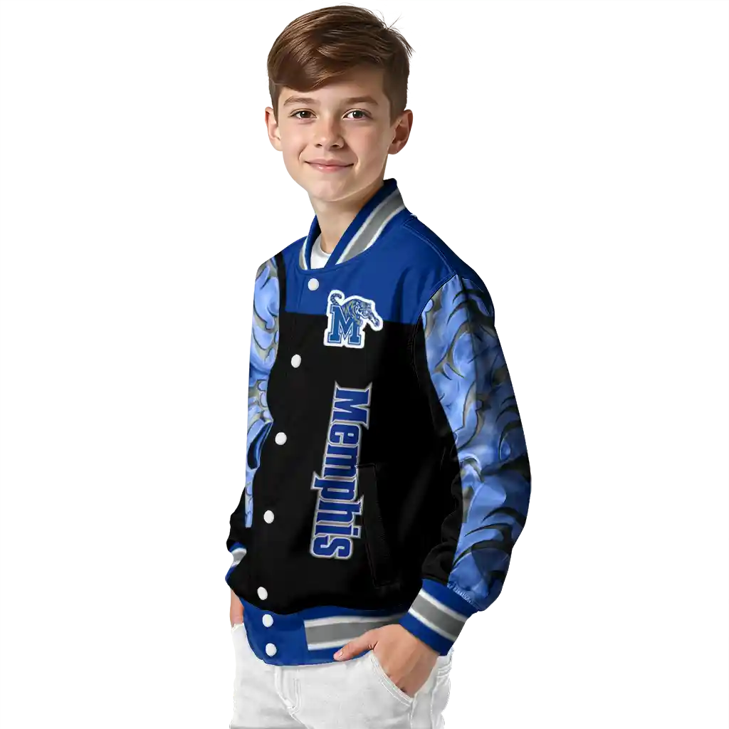 memphis tigers fire skull blue black varsity jacket trendy memphis tigers fire skull blue black varsity jacket trendy