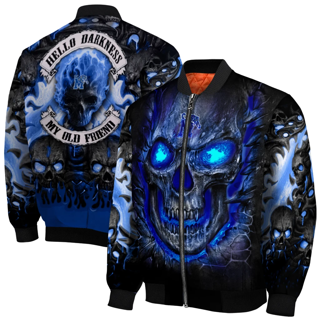 memphis tigers inferno skull blue black bomber jacket best selling memphis tigers inferno skull blue black bomber jacket best selling