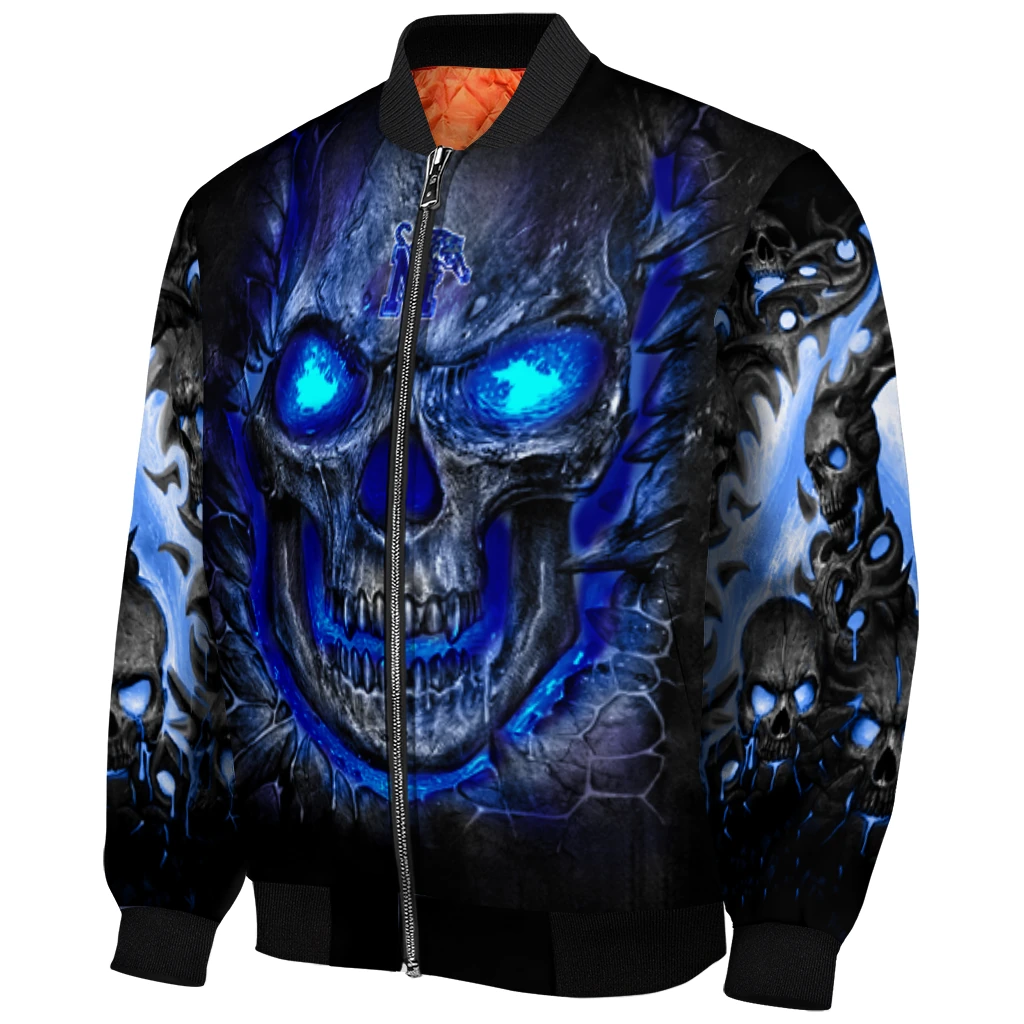 memphis tigers inferno skull blue black bomber jacket fashion forward memphis tigers inferno skull blue black bomber jacket fashion forward
