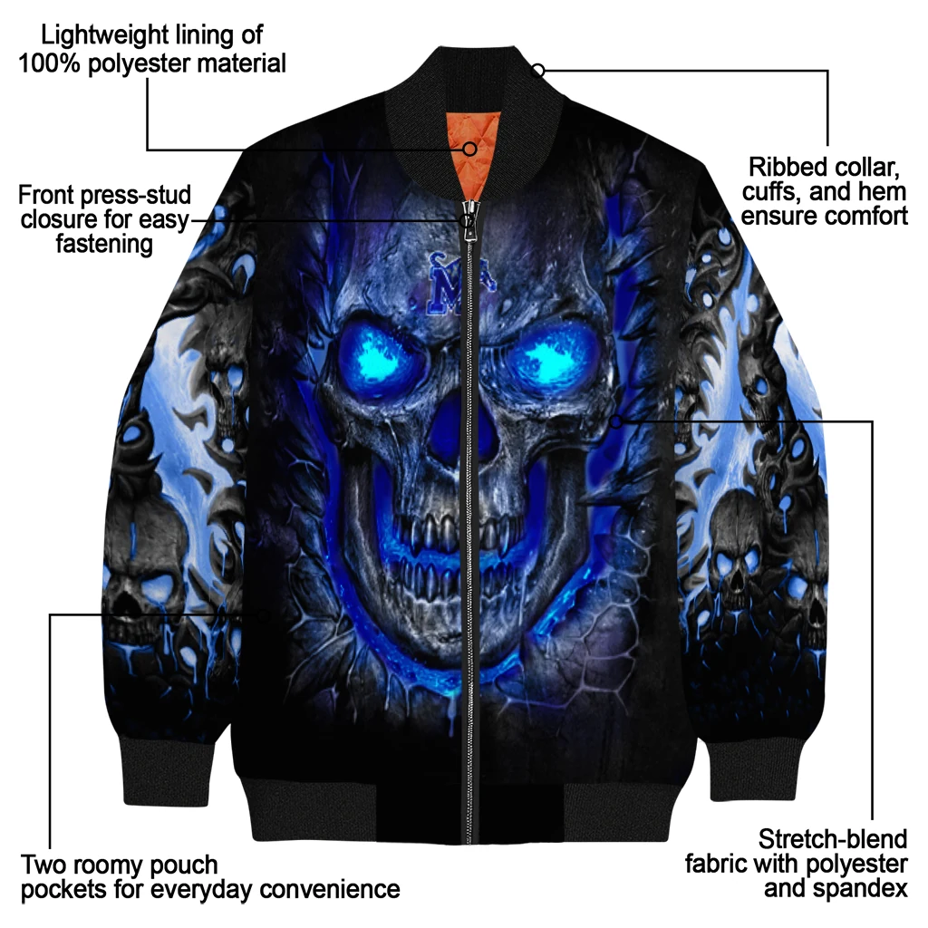 memphis tigers inferno skull blue black bomber jacket new arrival memphis tigers inferno skull blue black bomber jacket new arrival