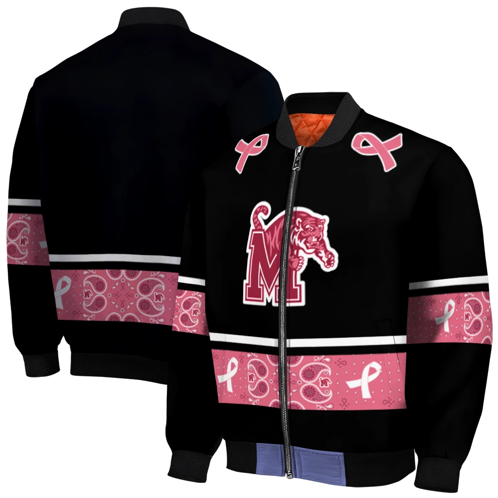 memphis tigers pink ribbon black pink bomber jacket best selling memphis tigers pink ribbon black pink bomber jacket best selling